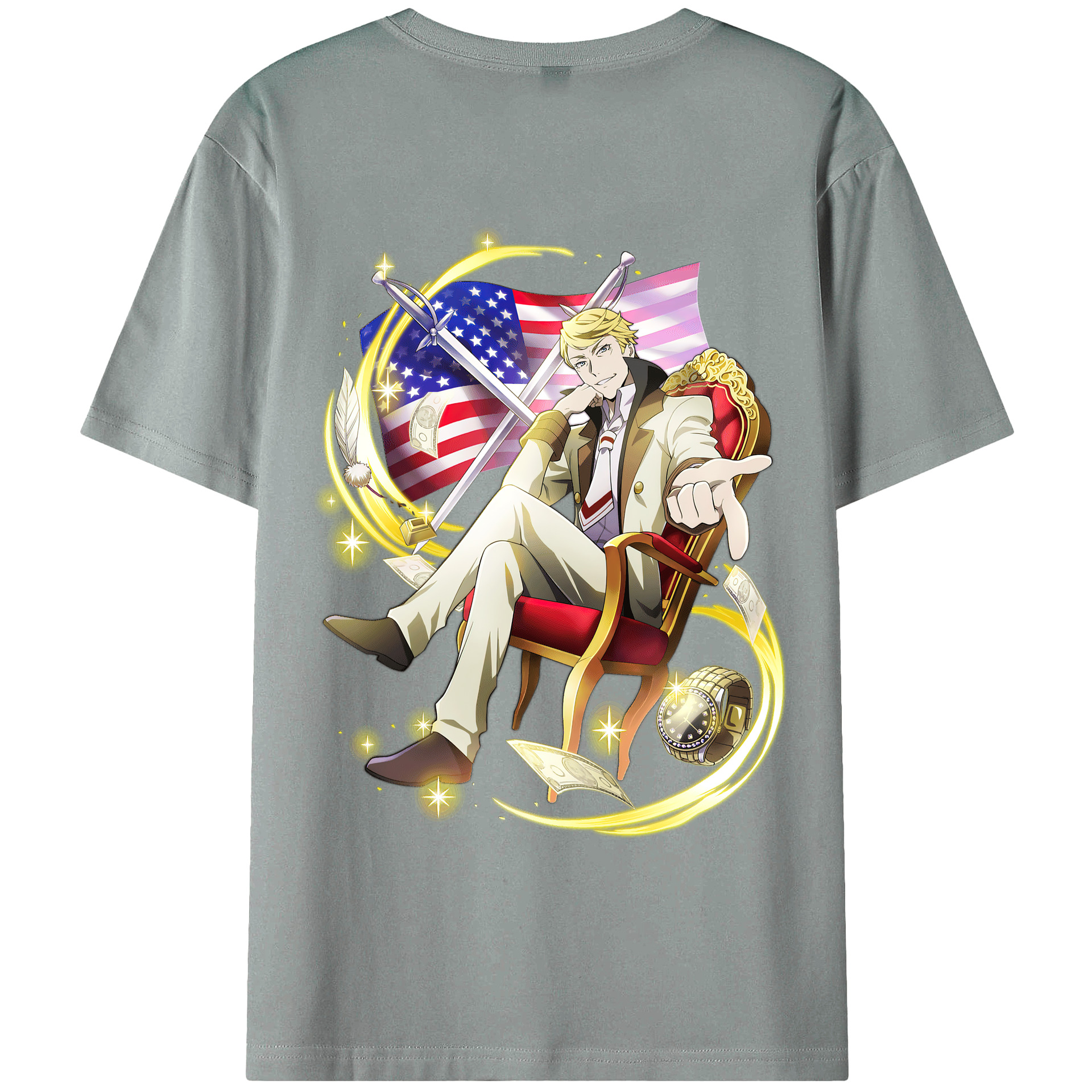 （画像用） 文豪ストレイドッグス Bungo Stray Dogs 綿100％ メンズ半袖Tシャツ（バックプリント） 通気性